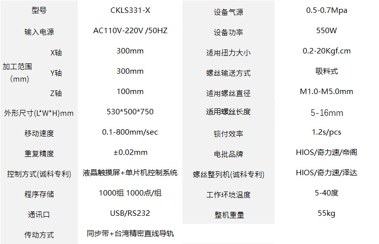 CKLS331-X旋转式自动锁螺丝机器人